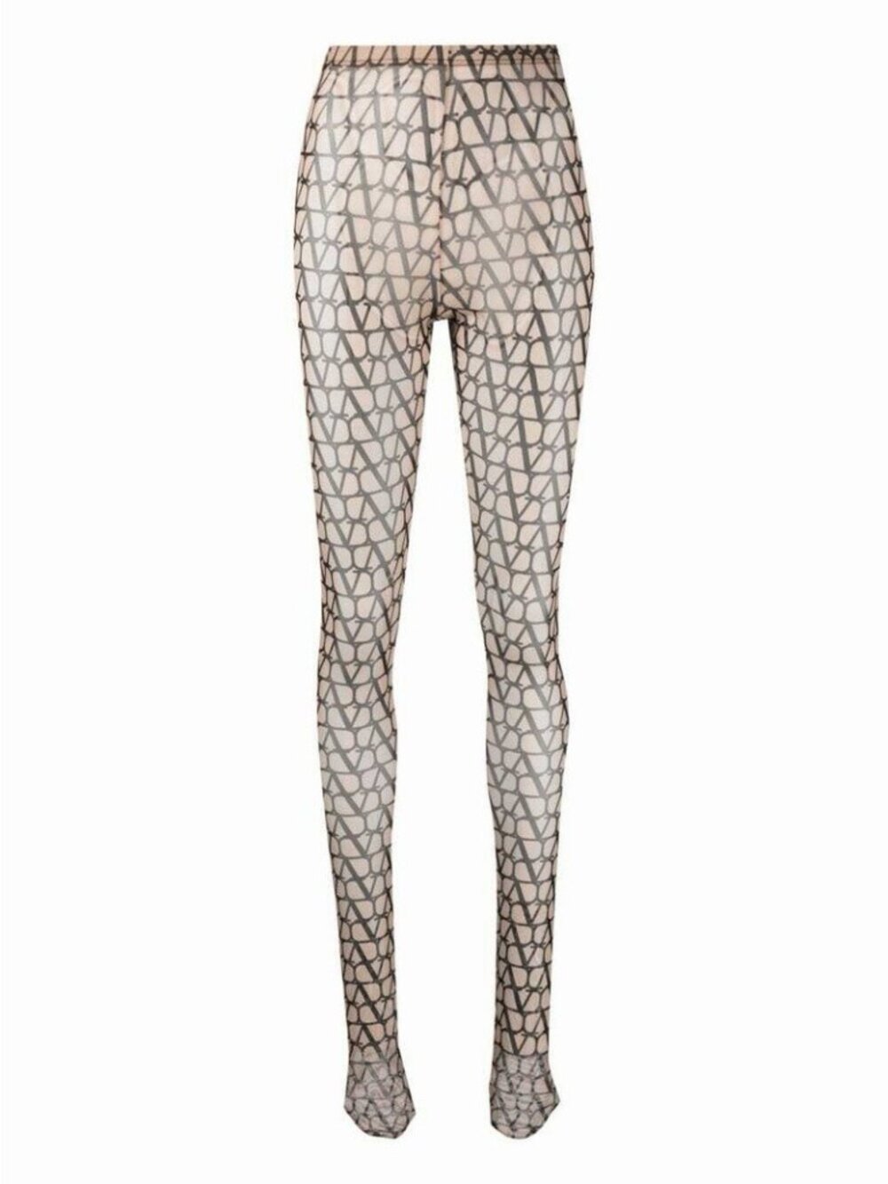 NEW Valentino Beige & Black Iconographe Tights Logo Sz S-M